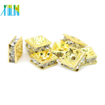 Top Quality IA0302 Gold Plating Metal Brass Jewelry Cross Rhinestone Spacer Beads